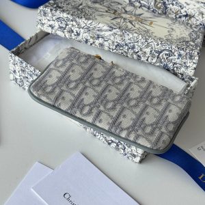 CD 30 Montaigne Coin Purse Key Bag Grey Jacquard GHW