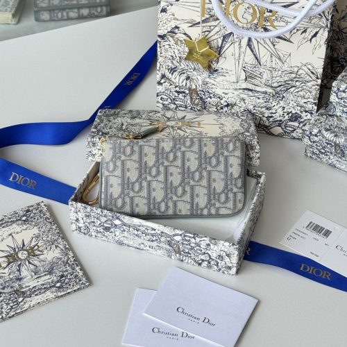 CD 30 Montaigne Coin Purse Key Bag Grey Jacquard GHW