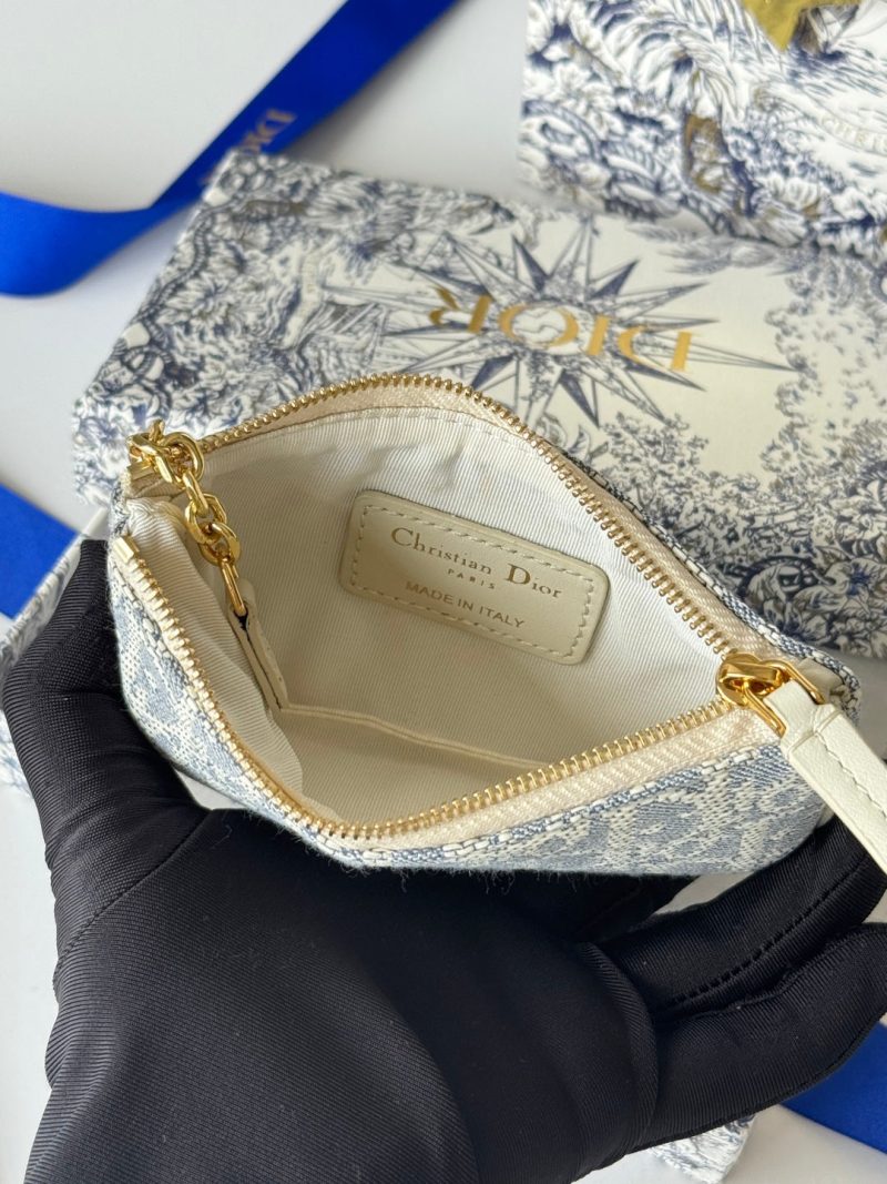 CD 30 Montaigne Coin Purse Key Bag Grey White Jacquard GHW