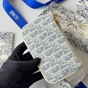 CD 30 Montaigne Coin Purse Key Bag Grey White Jacquard GHW