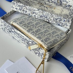 CD 30 Montaigne Coin Purse Key Bag Grey White Jacquard GHW