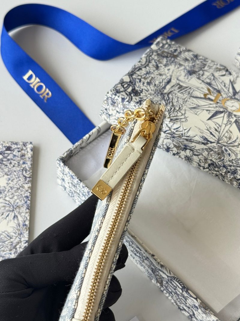 CD 30 Montaigne Coin Purse Key Bag Grey White Jacquard GHW