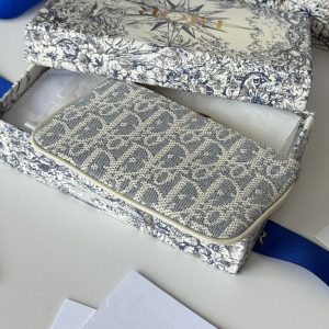 CD 30 Montaigne Coin Purse Key Bag Grey White Jacquard GHW