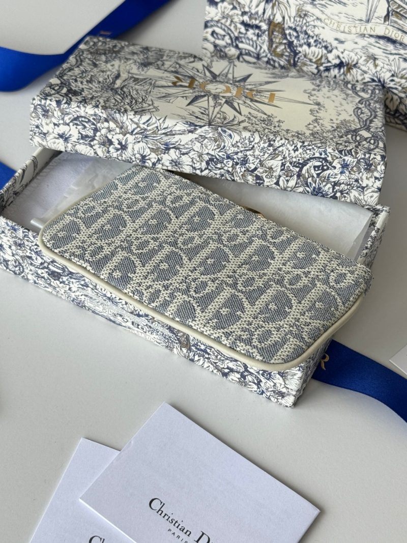 CD 30 Montaigne Coin Purse Key Bag Grey White Jacquard GHW