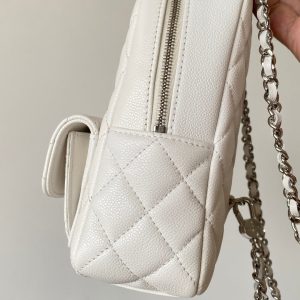 Chanel 25 Backpack 18cm White Caviar Leather