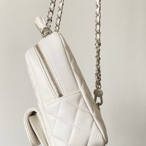 Chanel 25 Backpack 18cm White Caviar Leather