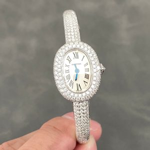 Baignoire 2024 24.6mm Silver Diamond Bezel White Dial