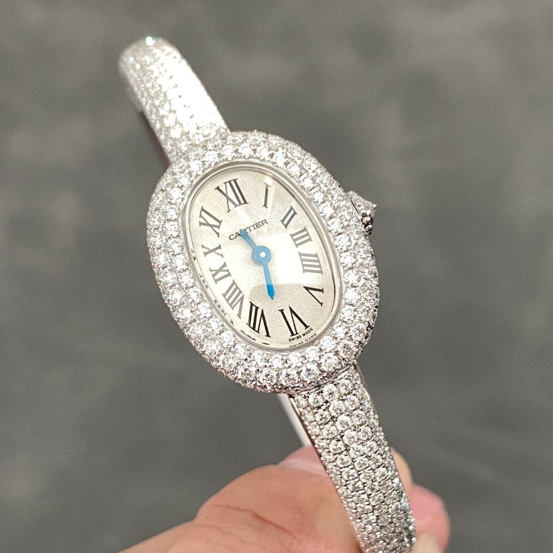 Baignoire 2024 24.6mm Silver Diamond Bezel White Dial