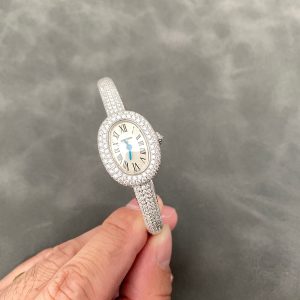 Baignoire 2024 24.6mm Silver Diamond Bezel White Dial