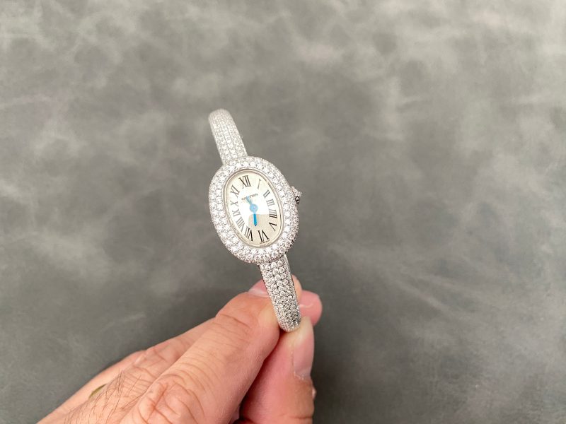 Baignoire 2024 24.6mm Silver Diamond Bezel White Dial