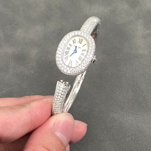 Baignoire 2024 24.6mm Silver Diamond Bezel White Dial