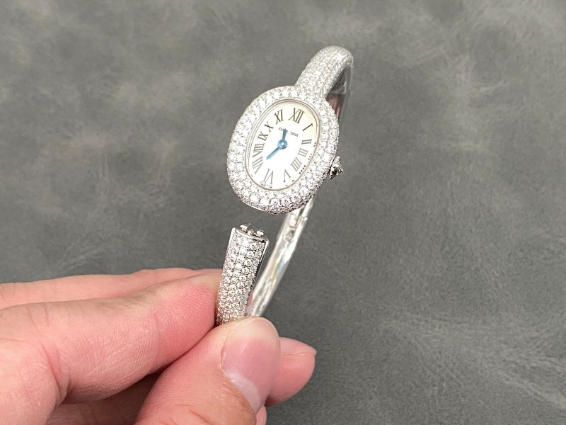 Baignoire 2024 24.6mm Silver Diamond Bezel White Dial