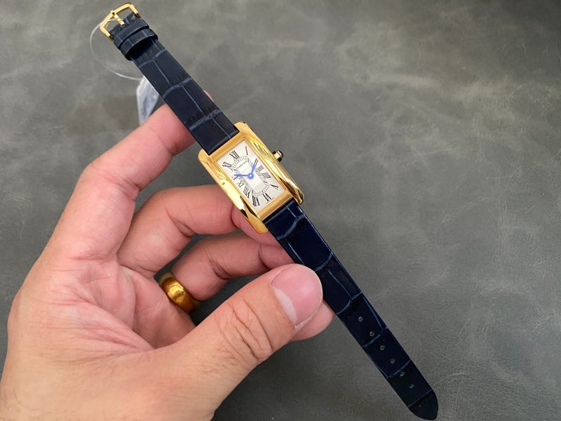 Tank Americane 20mm Gold Case Black Leather Strap