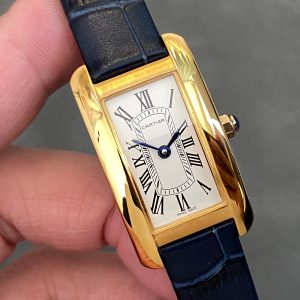 Tank Americane 20mm Gold Case Black Leather Strap