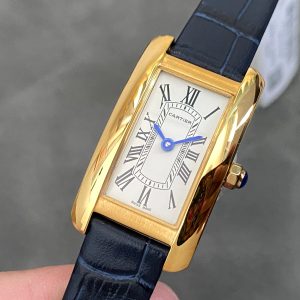 Tank Americane 20mm Gold Case Black Leather Strap