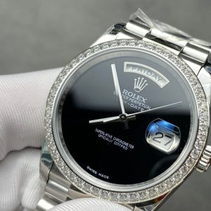 Rolex Day-Date 36mm Silver Black Dial