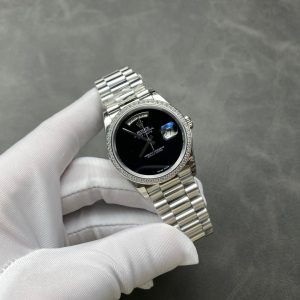 Rolex Day-Date 36mm Silver Black Dial