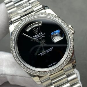 Rolex Day-Date 36mm Silver Black Dial