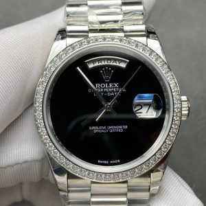 Rolex Day-Date 36mm Silver Black Dial