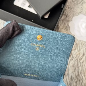 CC Boy Flap Card Holder Muted Teal Gold-tone Grained Calfskin 242854