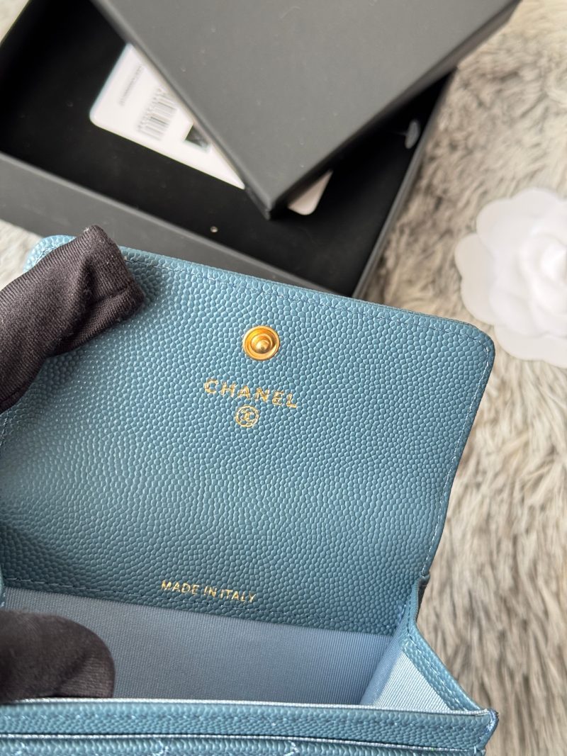 CC Boy Flap Card Holder Muted Teal Gold-tone Grained Calfskin 242854