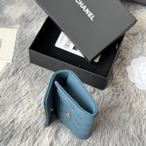 CC Boy Flap Card Holder Muted Teal Gold-tone Grained Calfskin 242854