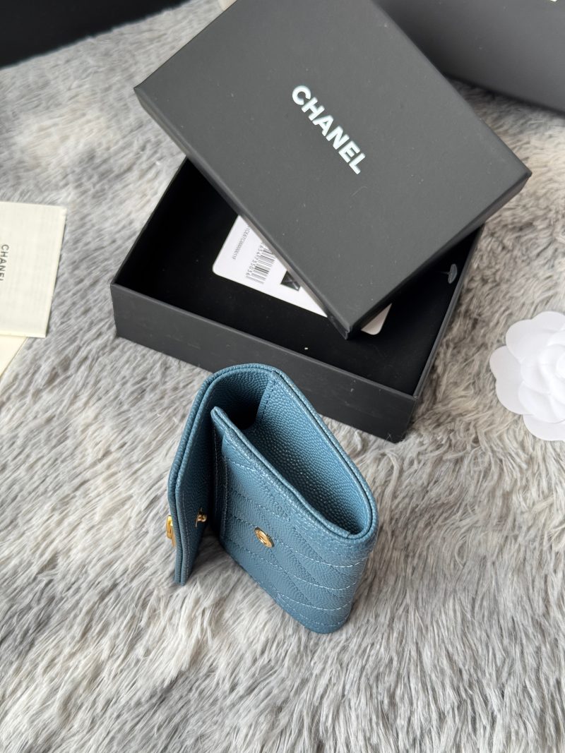 CC Boy Flap Card Holder Muted Teal Gold-tone Grained Calfskin 242854