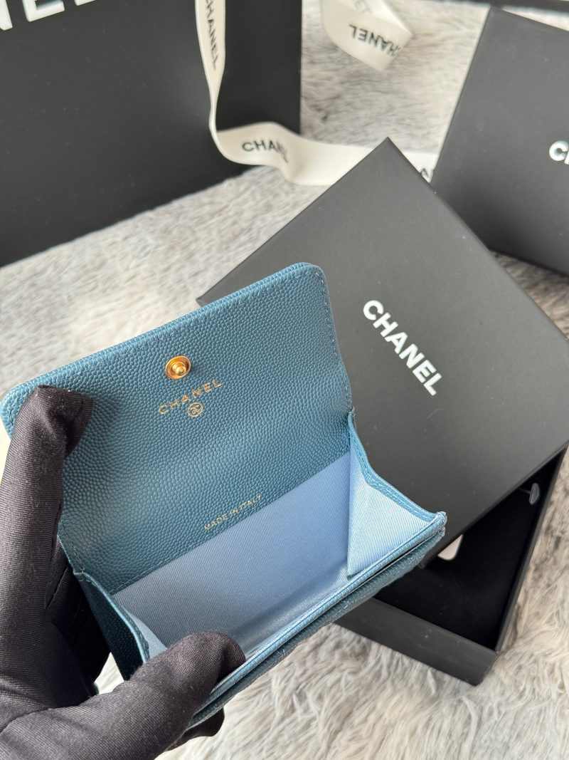 CC Boy Flap Card Holder Muted Teal Gold-tone Grained Calfskin 242854