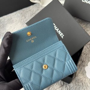 CC Boy Flap Card Holder Muted Teal Gold-tone Grained Calfskin 242854