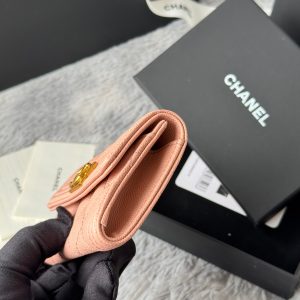 CC Boy Flap Card Holder Light Pink Gold-tone Grained Calfskin 242856