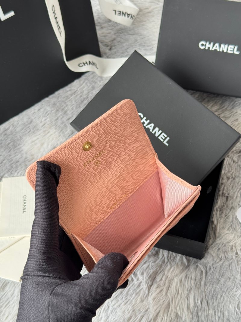 CC Boy Flap Card Holder Light Pink Gold-tone Grained Calfskin 242856