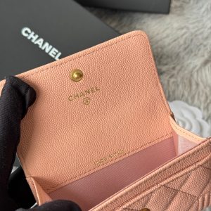 CC Boy Flap Card Holder Light Pink Gold-tone Grained Calfskin 242856