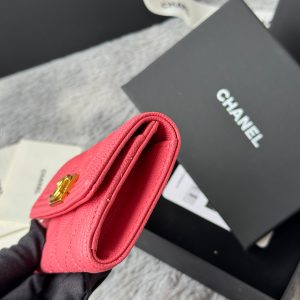 CC Boy Flap Card Holder Pink Gold-tone Grained Calfskin 242858