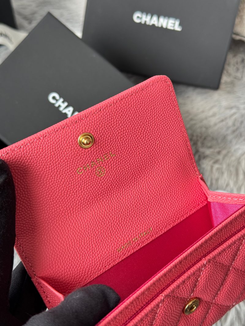 CC Boy Flap Card Holder Pink Gold-tone Grained Calfskin 242858