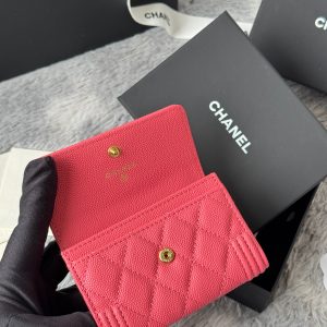 CC Boy Flap Card Holder Pink Gold-tone Grained Calfskin 242858