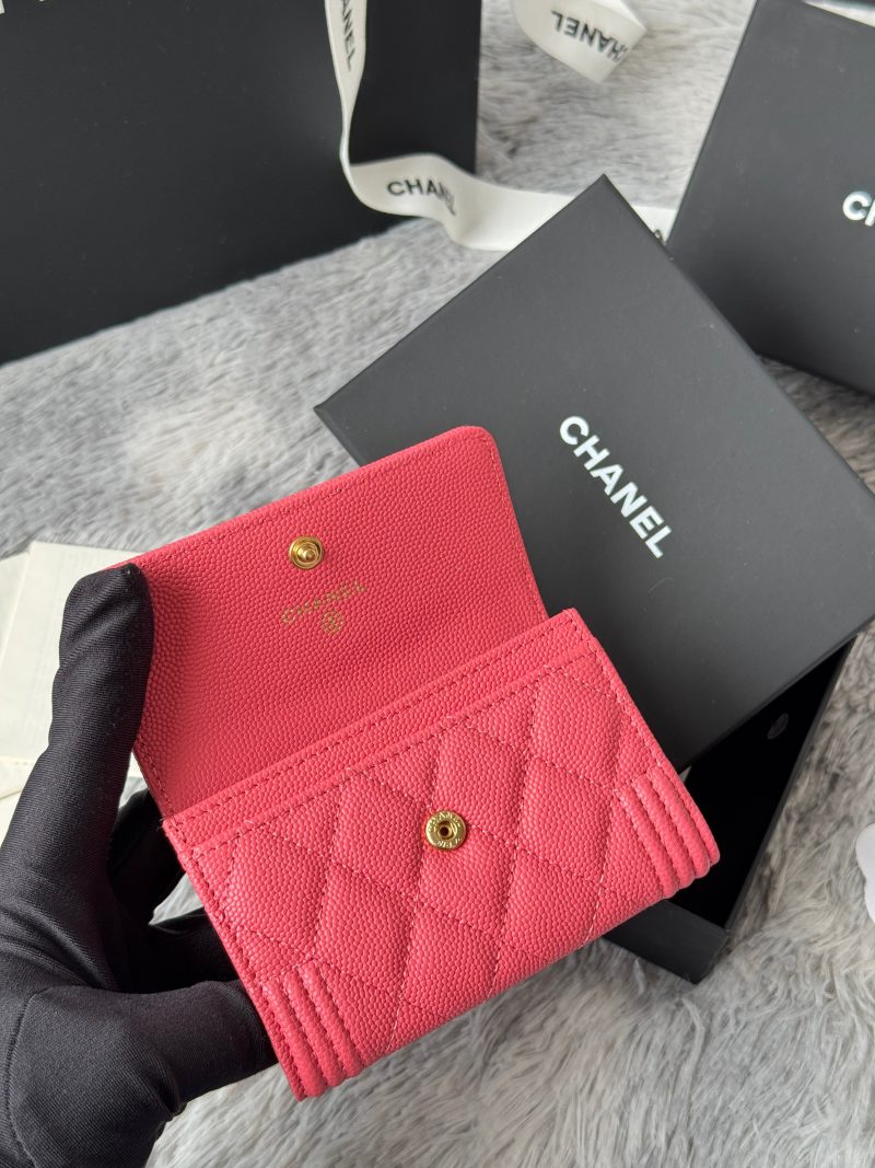 CC Boy Flap Card Holder Pink Gold-tone Grained Calfskin 242858