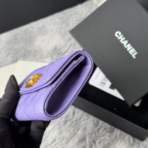 CC Boy Flap Card Holder Purple Gold-tone Grained Calfskin 242860