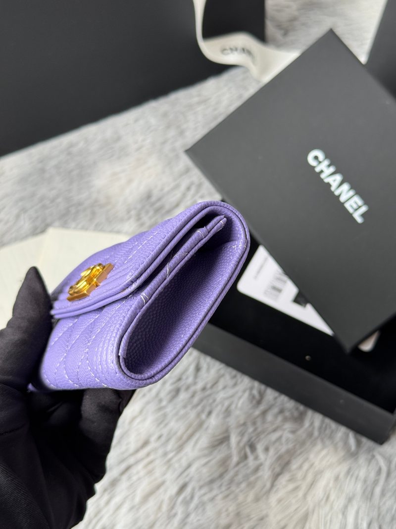 CC Boy Flap Card Holder Purple Gold-tone Grained Calfskin 242860