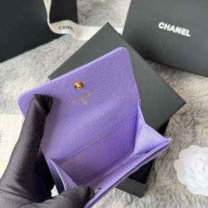CC Boy Flap Card Holder Purple Gold-tone Grained Calfskin 242860