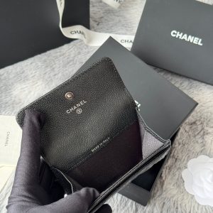 CC Boy Flap Card Holder Black Sliver-tone Grained Calfskin 242888