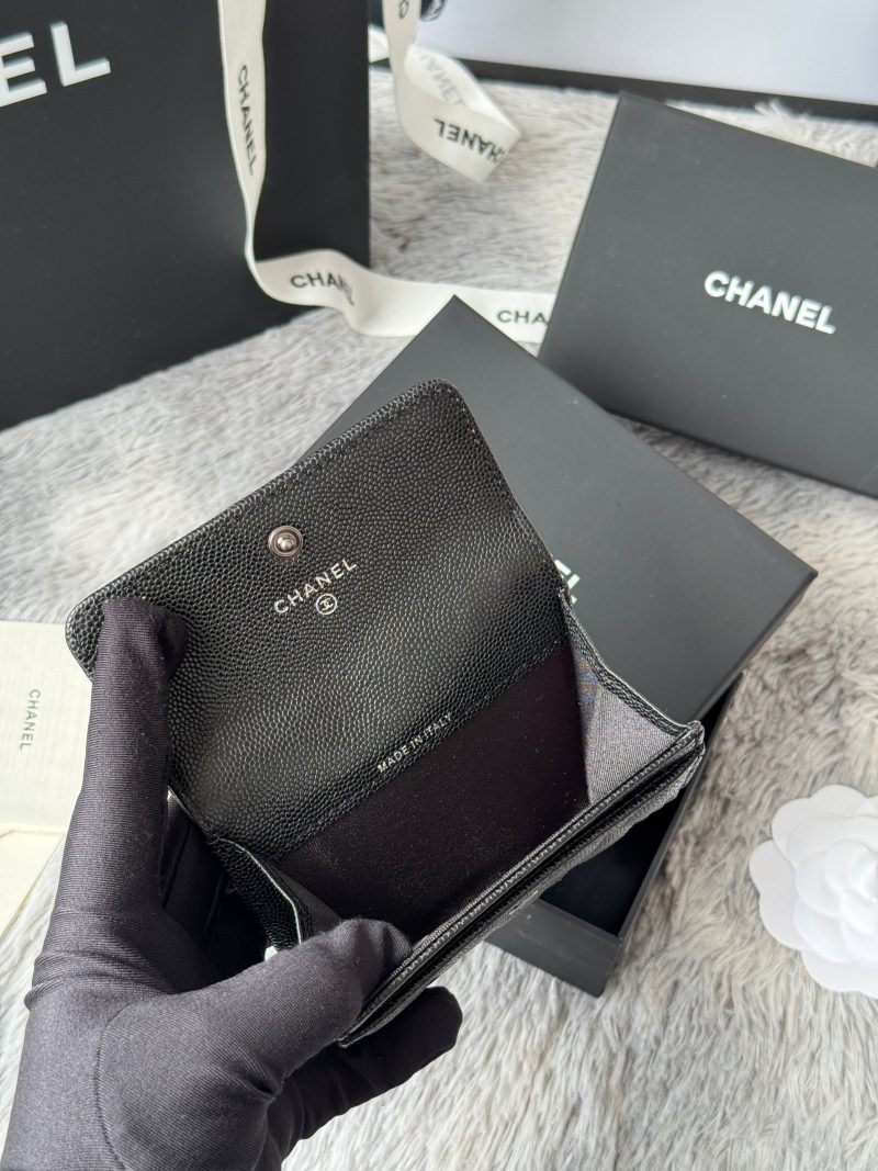 CC Boy Flap Card Holder Black Sliver-tone Grained Calfskin 242888