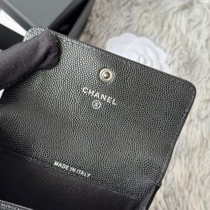 CC Boy Flap Card Holder Black Sliver-tone Grained Calfskin 242888