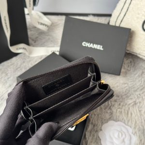 CC Classic Boy Coin Purse Black Gold-tone Grained Calfskin 242882