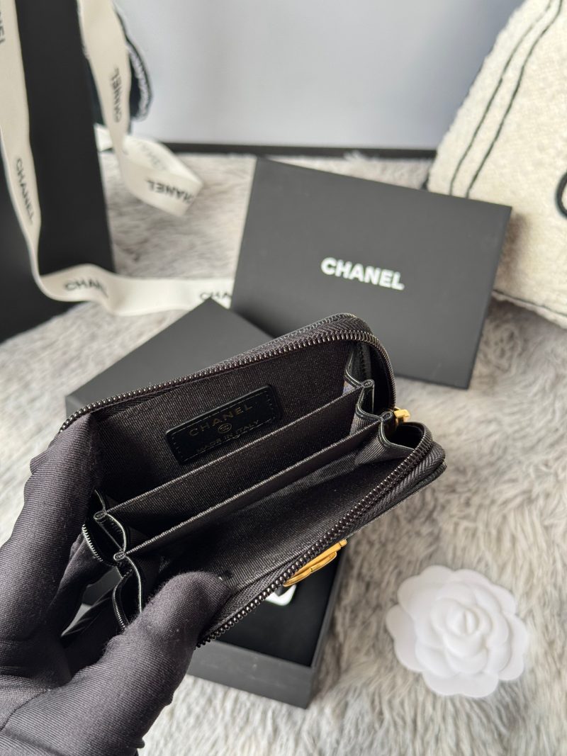 CC Classic Boy Coin Purse Black Gold-tone Grained Calfskin 242882