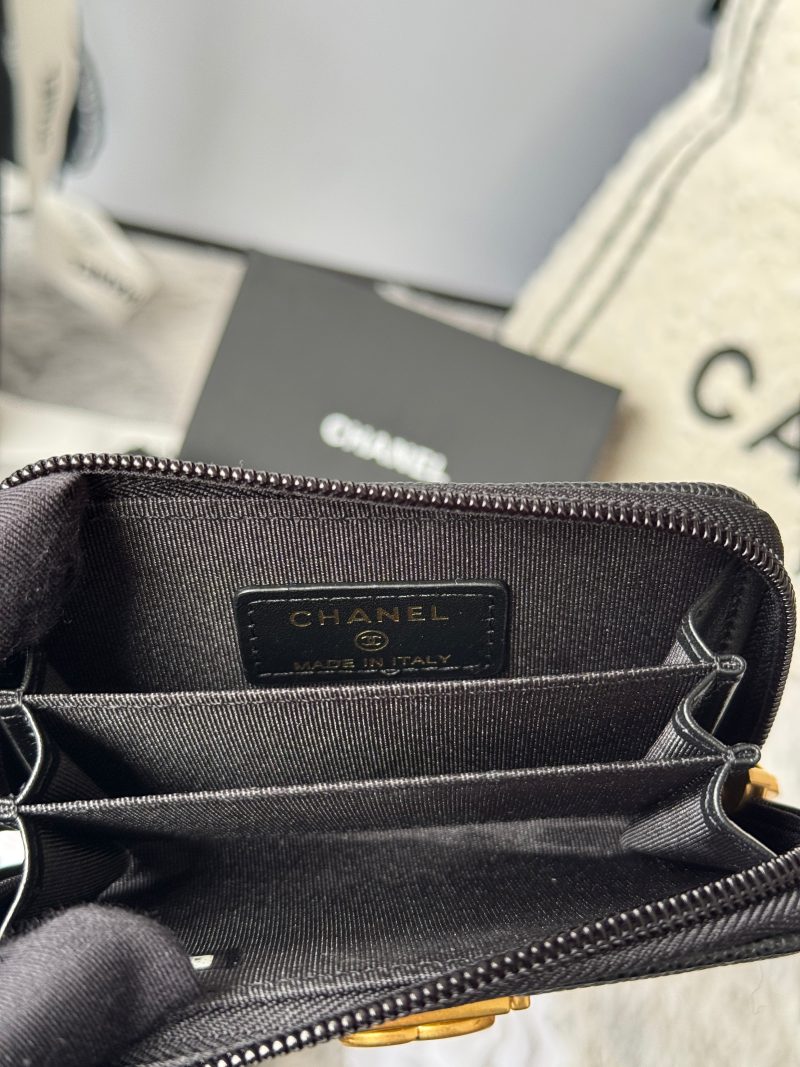 CC Classic Boy Coin Purse Black Gold-tone Grained Calfskin 242882