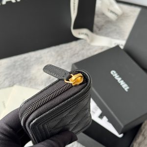 CC Classic Boy Coin Purse Black Gold-tone Grained Calfskin 242882