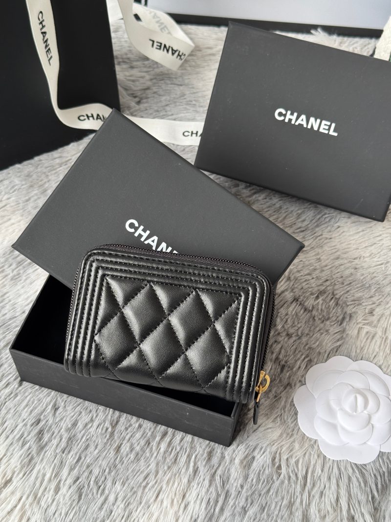 CC Classic Boy Coin Purse Black Gold-tone Lambskin 242886