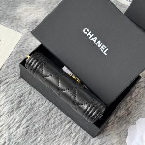 CC Classic Boy Coin Purse Black Gold-tone Lambskin 242886