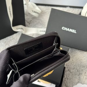 CC Classic Boy Coin Purse Black Gold-tone Lambskin 242886