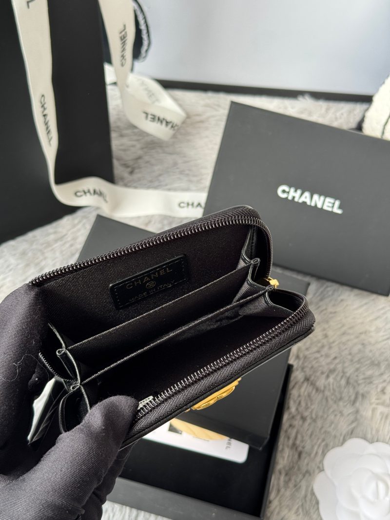 CC Classic Boy Coin Purse Black Gold-tone Lambskin 242886